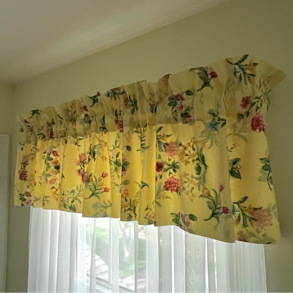 Beautiful Springs Floral Yellow, Pink, Blue & Green Curtain Valance 84” x 15”